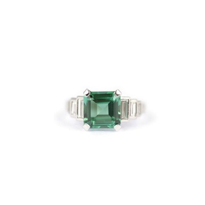 Green Tourmaline and Diamonds